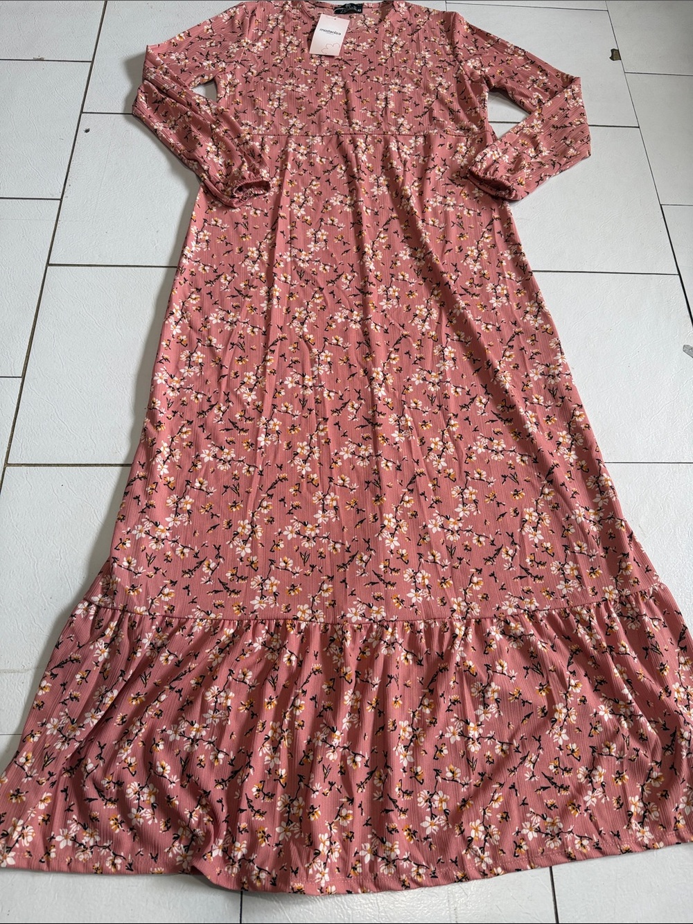 Blush Pink Floral Maxi Dress with Ruffled Hem CAJA # 1 F